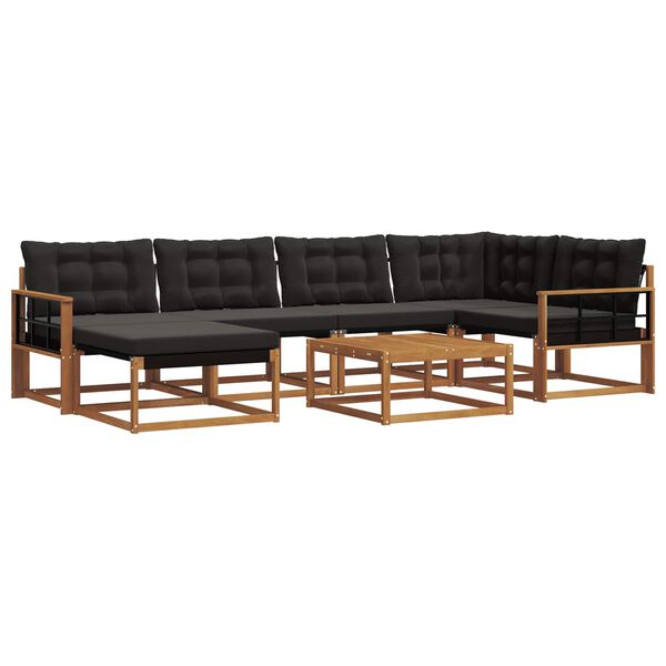 vidaXL Conjunto de Sof&aacute;s para Exterior 19 pcs Natural e Preto