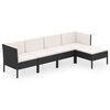 vidaXL 5 pcs conjunto lounge de jardim c/ almofad&otilde;es vime PE preto