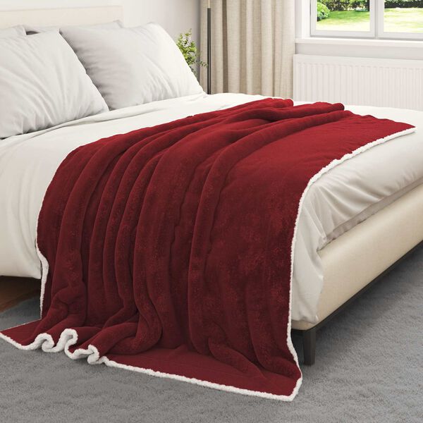 vidaXL Cobertor Vermelho Bordeaux 150 x 200 cm L&atilde;