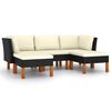 vidaXL 5 pcs conjunto lounge de jardim c/ almofad&otilde;es vime PE preto