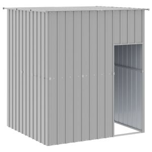 vidaXL Casota para c&atilde;es com telhado a&ccedil;o galvanizado cinzento-claro