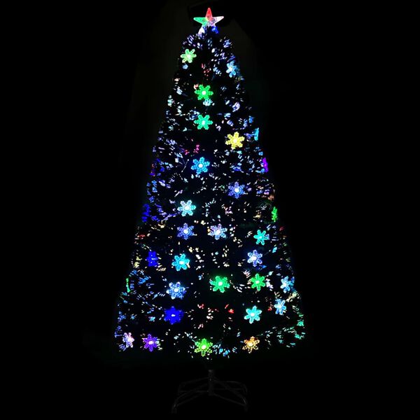 vidaXL &Aacute;rvore de Natal com flocos de neve LED 120 cm fibra &oacute;tica preto