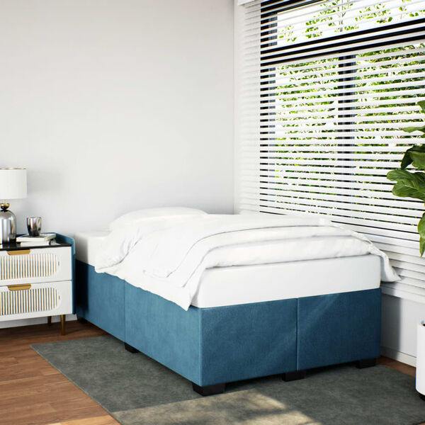 vidaXL Estrutura de cama 120x190 cm veludo azul