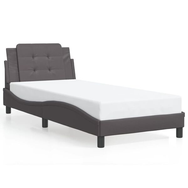 vidaXL Estrutura de cama sem colch&atilde;o Zadar couro artificial 80x200 cm cinzento