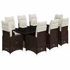 vidaXL 9 pcs conjunto bistr&ocirc; de jardim c/ almofad&otilde;es vime PE castanho