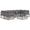 vidaXL 7 pcs conjunto lounge de jardim c/ almofad&otilde;es vime PE antracite