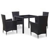 vidaXL 5 pcs conjunto de jantar para jardim vime PE preto