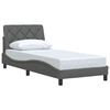 vidaXL Estrutura de cama sem colch&atilde;o 90x200 cm tecido cinzento-escuro