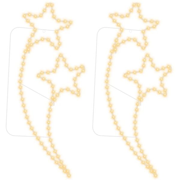 vidaXL Cord&atilde;o ilumina&ccedil;&atilde;o em estrela 2 pcs 125,5x53x4,5cm branco quente
