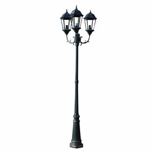 Brighton Candeeiro de p&eacute; p/ jardim 3 bra&ccedil;os / 230 cm Verde escuro/preto