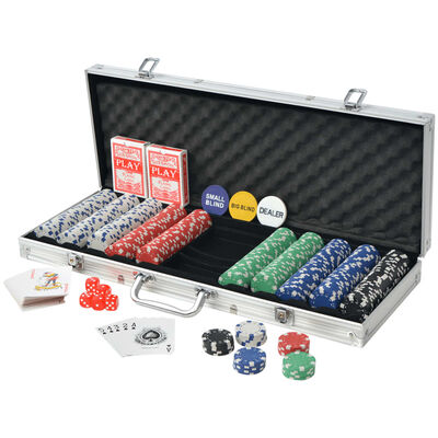 vidaXL Conjunto de póquer com 500 fichas, alumínio