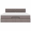 vidaXL Estrutura de cama otomana com colch&atilde;o tecido cinzento 160x200cm