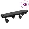 vidaXL Carrinhos de transporte 4 rodas 6 pcs polipropileno 170kg preto