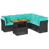vidaXL 7 pcs conjunto de sof&aacute;s p/ jardim c/ almofad&otilde;es vime PE preto