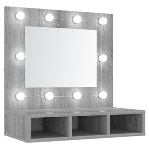 vidaXL Arm&aacute;rio espelhado com LED 60x31,5x62 cm sonoma cinza