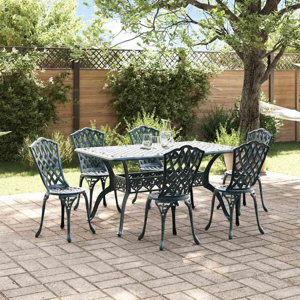 vidaXL Conjunto de Jantar para Jardim 7 pcs Verde Alum&iacute;nio