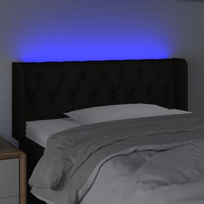 vidaXL Cabeceira de cama c/ luzes LED tecido 103x16x78/88 cm preto