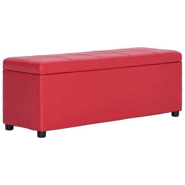 vidaXL Banco c/ comp. arruma&ccedil;&atilde;o 116 cm couro artificial vermelho