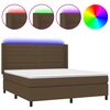 vidaXL Cama box spring c/ colch&atilde;o/LED 180x200cm tecido castanho-escuro