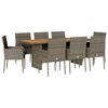 vidaXL 9 pcs conjunto de jantar p/ jardim c/ almofad&otilde;es vime PE cinza