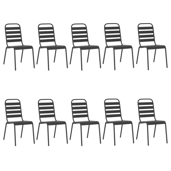 vidaXL 11 pcs conjunto de jantar para jardim a&ccedil;o antracite