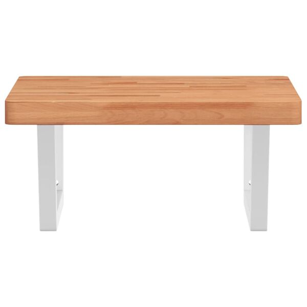 vidaXL Prateleira de parede p/ lavat&oacute;rio a&ccedil;o/madeira de faia maci&ccedil;a