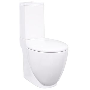 vidaXL Sanita WC redonda cer&acirc;mica c/ descarga &aacute;gua inferior branco