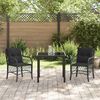 vidaXL Conjunto de Jantar para Jardim com almofada 3 pcs Preto vime PE