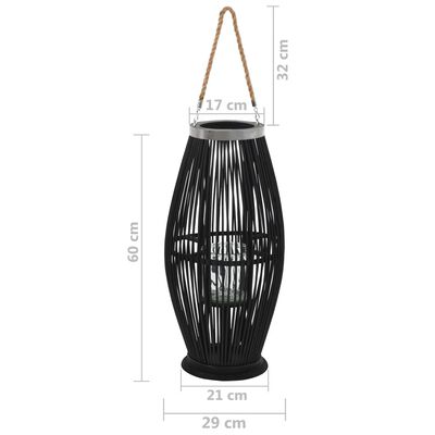 vidaXL Suporte para vela suspenso 60 cm bambu preto