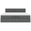 vidaXL Estrutura de cama otomana com colchões tecido cinzento escuro