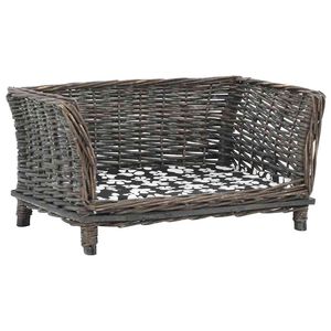 vidaXL Cesto p/ c&atilde;es almofad&atilde;o cinzento 50x33x30cm salgueiro genu&iacute;no