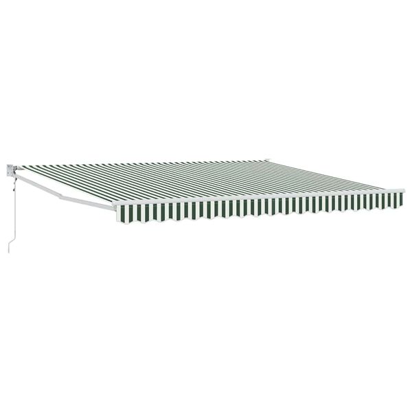 vidaXL Toldo Retrátil Verde e branco 400 × 300 cm Poliéster