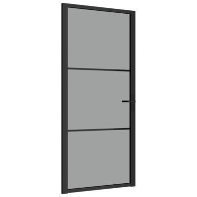 vidaXL Porta de interior 93x201,5 cm vidro ESG e alumínio preto
