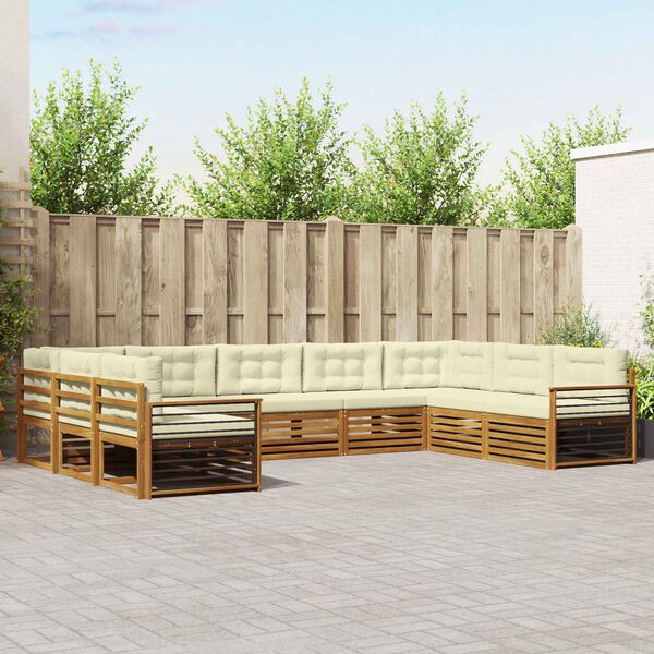 vidaXL Conjuntos de sof&aacute;s com almofada 9 pcs Natural e Creme