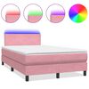 vidaXL Cama box spring c/ colch&atilde;o e LED 120x220 cm veludo rosa