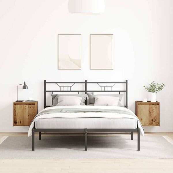 vidaXL Mesas de cabeceira de parede 2 pcs 38x34x40cm madeira velha