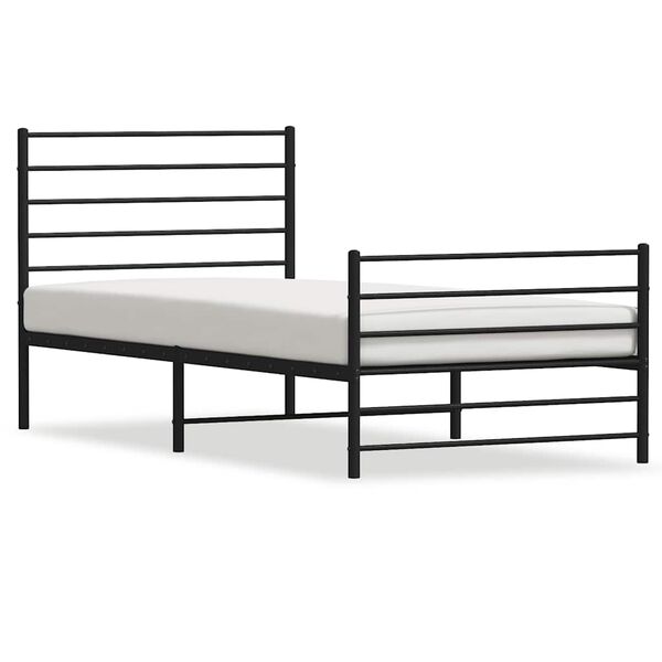 vidaXL Estrutura de cama com cabeceira e p&eacute;s 90x200 cm metal preto