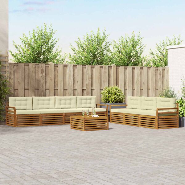 vidaXL Conjunto de Sof&aacute;s para Exterior 8 pcs Natural e Creme