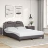 vidaXL Cama Viana com colch&atilde;o 140x190 cm couro artificial cinzento