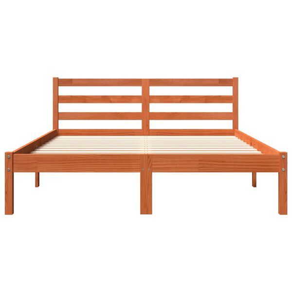 VidaXL Cama sem colchão 140x190 cm pinho maciço castanho-mel