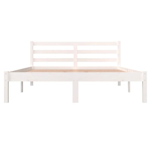 vidaXL Estrutura de cama casal 135x190 cm pinho maci&ccedil;o branco