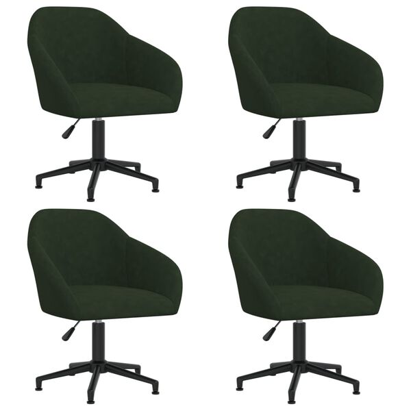 vidaXL Cadeiras de jantar girat&oacute;rias 4 pcs veludo verde-escuro