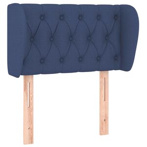 vidaXL Cabeceira de cama c/ abas tecido 83x23x78/88 cm azul