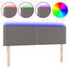 vidaXL Cabeceira cama c/ LED 144x5x78/88cm couro artificial cinzento