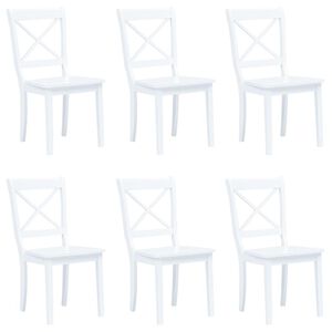 vidaXL Cadeiras de jantar 6 pcs seringueira maci&ccedil;a branco