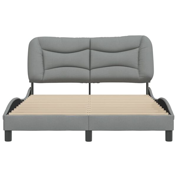 vidaXL Estrutura de cama sem colch&atilde;o Hvar 120x200 cm tecido cinzento-claro