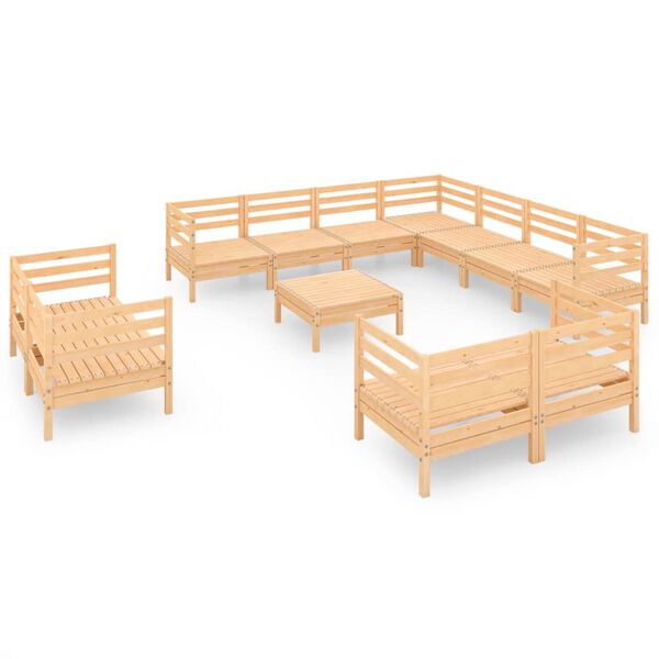 vidaXL 12 pcs conjunto lounge de jardim pinho maci&ccedil;o