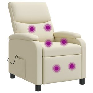 vidaXL Recliner de Massagem Creme Couro Sint&eacute;tico