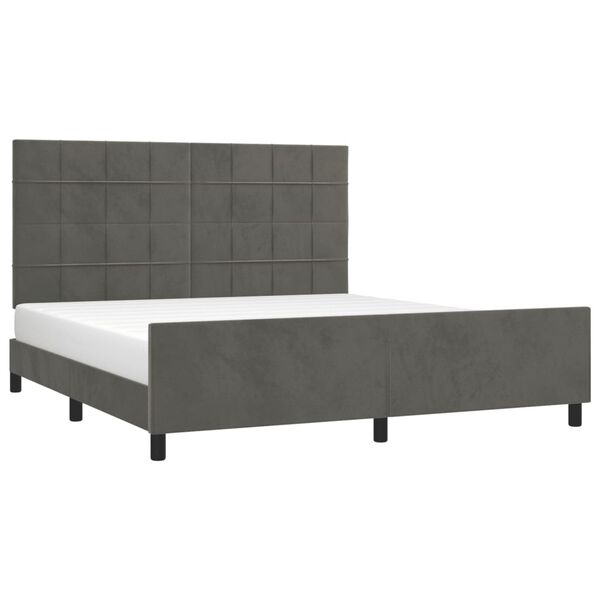 vidaXL Estrutura de cama c/ cabeceira 180x200cm veludo cinzento-escuro