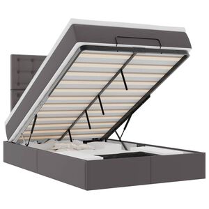 vidaXL Estrutura de cama otomana com colch&atilde;o cinza Couro falso